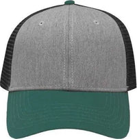 Sportsman SP1450 Traditional Lo-Pro Mesh Back Trucker Fit Cap - Heather Gray Charcoal Forest Green - Dark Gray Forest
