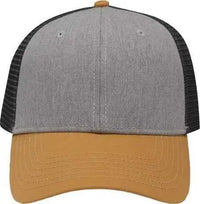 Sportsman SP1450 Traditional Lo-Pro Mesh Back Trucker Fit Cap - Heather Gray Charcoal Vegas Gold - Dark Gray Vegas Gold