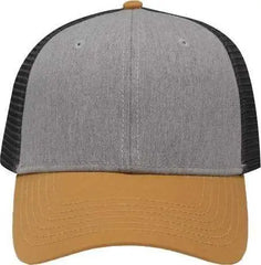 Sportsman SP1450 Traditional Lo-Pro Mesh Back Trucker Fit Cap - Heather Gray Charcoal Vegas Gold - Dark Gray Vegas Gold