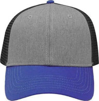 Sportsman SP1450 Traditional Lo-Pro Mesh Back Trucker Fit Cap - Heather Gray Charcoal Royal - Dark Gray Royal