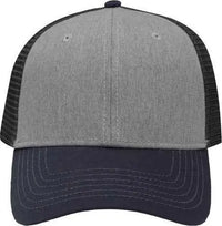 Sportsman SP1450 Traditional Lo-Pro Mesh Back Trucker Fit Cap - Heather Gray Charcoal Navy - Dark Gray Navy / One Size