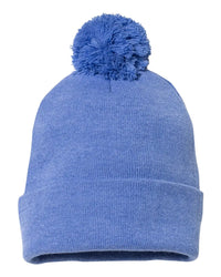 Sportsman SP15 12’’ Pom-Pom Cuffed Beanie - Heather Royal - Heather Royal / One Size Fits Most