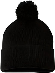 Sportsman SP15 Pom-Pom 12’’ Knit Beanie - Black - Black / One Size Fits Most