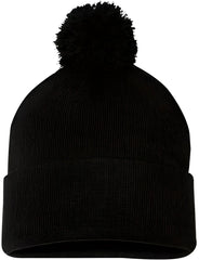 Sportsman SP15 Pom-Pom 12’’ Knit Beanie - Black - Black / One Size Fits Most