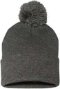 Sportsman SP15 Pom-Pom 12’’ Knit Beanie - Dark Heather Grey - Dark Gray / One Size Fits Most