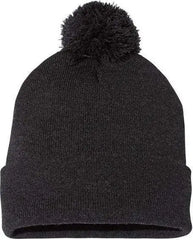 Sportsman SP15 Pom-Pom 12’’ Knit Beanie - Heather Charcoal - Dark Gray / One Size Fits Most