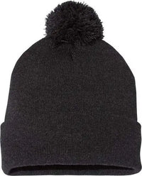 Sportsman SP15 Pom-Pom 12’’ Knit Beanie - Heather Charcoal - Dark Gray / One Size Fits Most