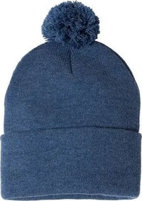 Sportsman SP15 Pom Pom 12’’ Knit Beanie Heather Dark Royal Royal / One Size Fits Most