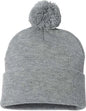 Sportsman SP15 Pom-Pom 12’’ Knit Beanie - Heather Grey - Gray / One Size Fits Most