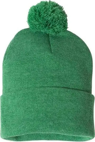 Sportsman SP15 Pom-Pom 12’’ Knit Beanie - Heather Kelly - Kelly / One Size Fits Most