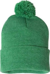 Sportsman SP15 Pom-Pom 12’’ Knit Beanie - Heather Kelly - Kelly / One Size Fits Most