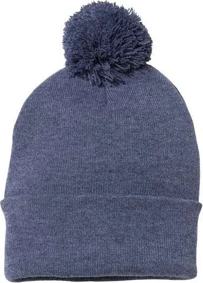 Sportsman SP15 Pom-Pom 12’’ Knit Beanie - Heather Navy - Navy / One Size Fits Most