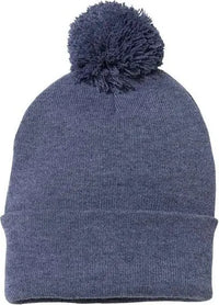 Sportsman SP15 Pom-Pom 12’’ Knit Beanie - Heather Navy - Navy / One Size Fits Most