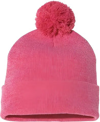 Sportsman SP15 Pom-Pom 12’’ Knit Beanie - Heather Red - Red / One Size Fits Most