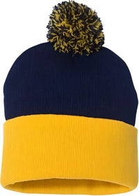 Sportsman SP15 Pom-Pom 12’’ Knit Beanie - Navy Gold - Navy Gold / One Size Fits Most