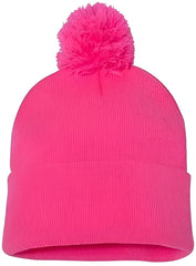 Sportsman SP15 Pom-Pom 12’’ Knit Beanie - Neon Pink - Pink / One Size Fits Most