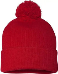 Sportsman SP15 Pom-Pom 12’’ Knit Beanie - Red - Red / One Size Fits Most