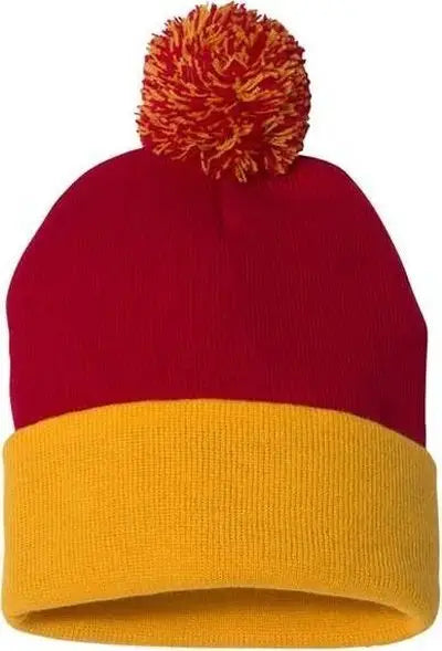 Sportsman SP15 Pom Pom 12’’ Knit Beanie Red Gold Red Gold / One Size Fits Most