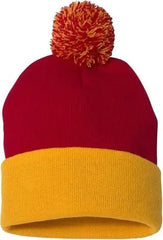 Sportsman SP15 Pom Pom 12’’ Knit Beanie Red Gold Red Gold / One Size Fits Most