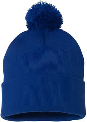 Sportsman SP15 Pom-Pom 12’’ Knit Beanie - Royal Blue - Royal / One Size Fits Most