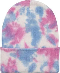 Sportsman SP412 12’’ Tie-Dyed Knit Beanie - Cotton Candy - Pink / One Size Fits Most