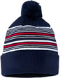 Sportsman SP60 12’’ Striped Pom Pom Knit Beanie Navy White Grey Red Navy White Gray Red / One Size Fits Most