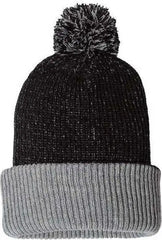 Sportsman SP70 12’’ Knit Speckled Pom-Pom Beanie - Black Heather Grey - Black Gray / One Size Fits Most