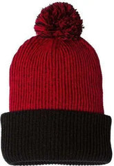 Sportsman SP70 12’’ Knit Speckled Pom-Pom Beanie - Red Black - Red Black / One Size Fits Most