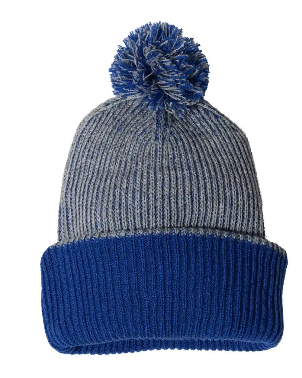 Sportsman SP70 12’’ Speckled Pom-Pom Cuffed Beanie - Heather Grey Royal - Gray Royal / One Size Fits Most
