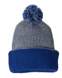 Sportsman SP70 12’’ Speckled Pom-Pom Cuffed Beanie - Heather Grey Royal - Gray Royal / One Size Fits Most
