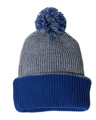 Sportsman SP70 12’’ Speckled Pom-Pom Cuffed Beanie - Heather Grey Royal - Gray Royal / One Size Fits Most