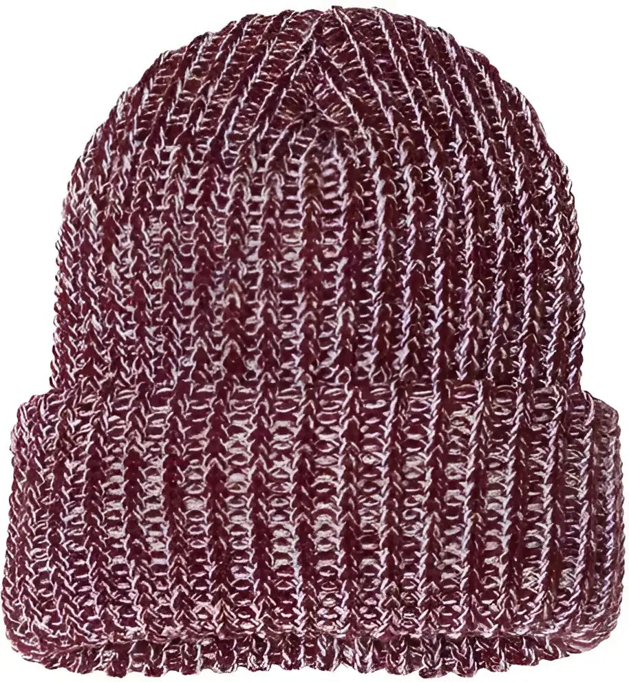 Sportsman SP90 12’’ Chunky Knit Cuffed Beanie - Maroon Natural - Maroon Ivory / One Size Fits Most