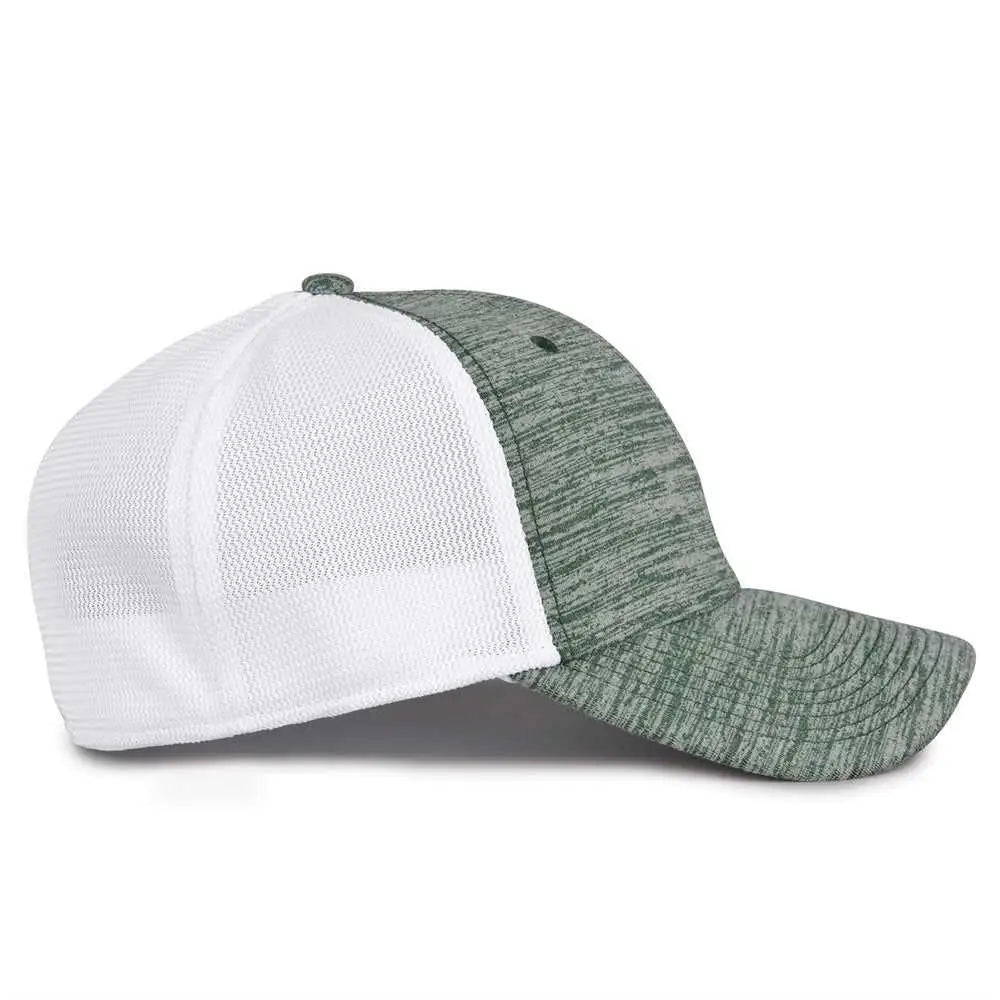 The Game GB444 Athletic Heather and Diamond Mesh Cap - Dark Green