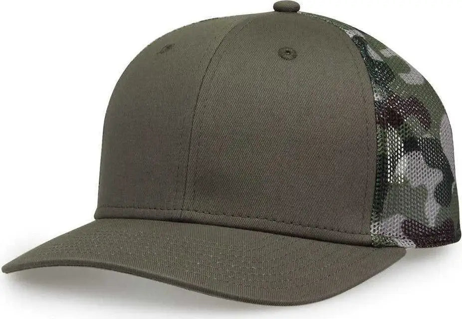 The Game GB452C Camo Everyday Trucker Cap - Olive Camo - Olive / One Size Fits Most