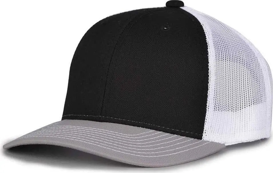 The Game GB452E Everyday Trucker Cap - Black Gray White - Black Gray / 6 7/8’’ - 7 5/8’’