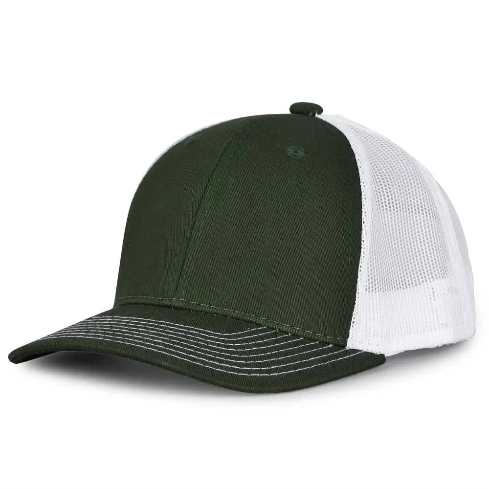 The Game GB452E Everyday Trucker Cap - Dark Green White - Forest White / 6 7/8’’ - 7 5/8’’