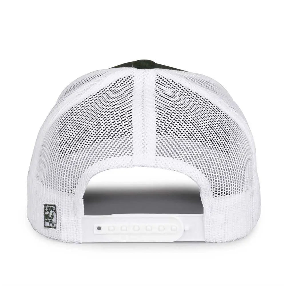 The Game GB452E Everyday Trucker Cap - Dark Green White - Forest White / 6 7/8’’ - 7 5/8’’