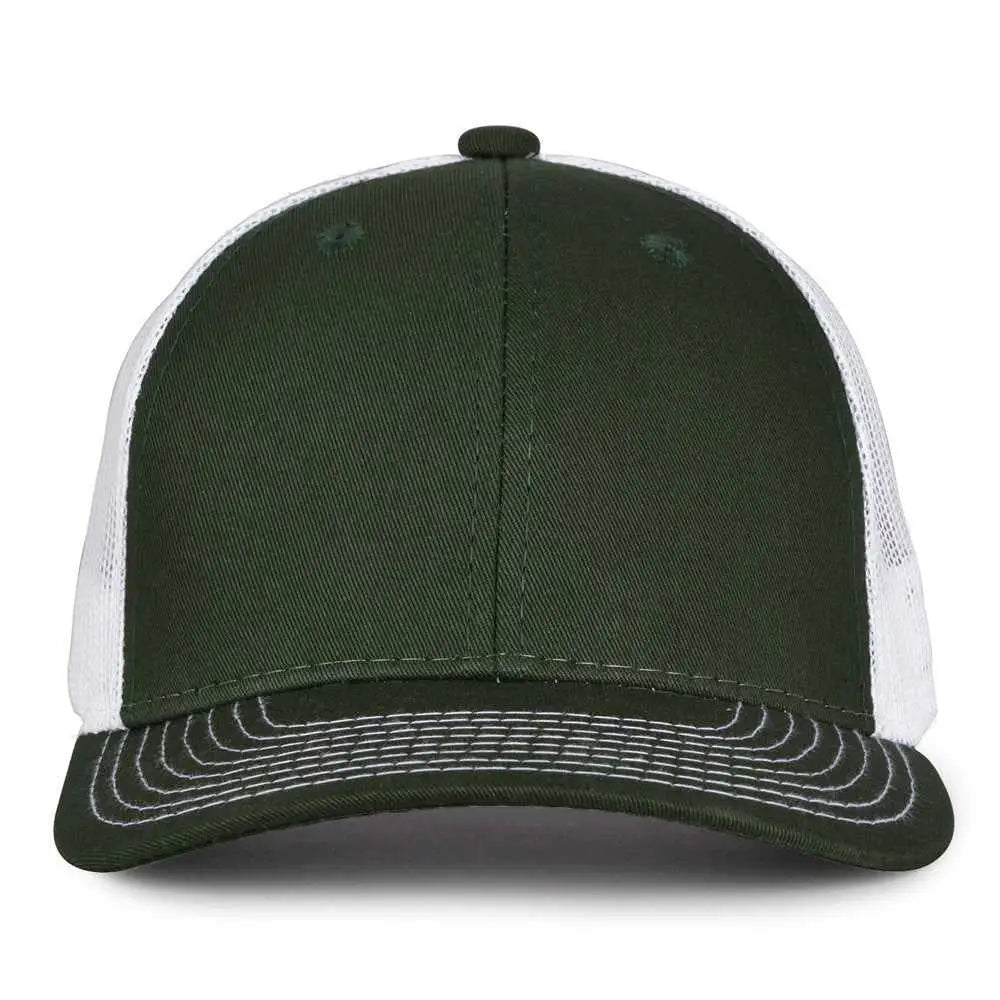 The Game GB452E Everyday Trucker Cap - Dark Green White - Forest White / 6 7/8’’ - 7 5/8’’