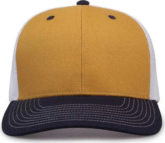 The Game GB452E Everyday Trucker Cap - Mustard Navy White - Gold White / 6 7/8’’ - 7 5/8’’