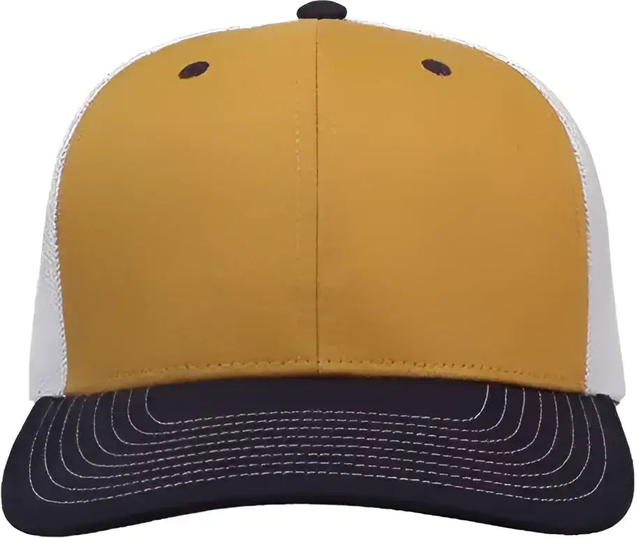 The Game GB452E Everyday Trucker Cap - Mustard Yellow/ Navy/ White - Mustard Yellow/ Navy/ White / 6 7/8’’ - 7 5/8’’