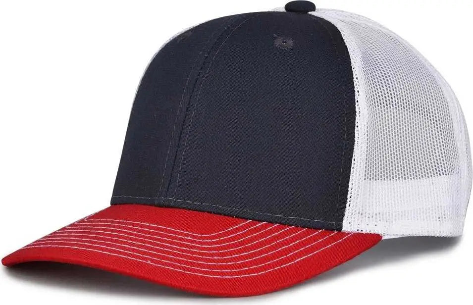 The Game GB452E Everyday Trucker Cap - Navy Red - Navy Red / 6 7/8’’ - 7 5/8’’