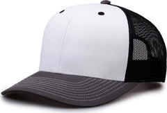The Game GB452E Everyday Trucker Cap - White Charcoal Black - White Black / 6 7/8’’ - 7 5/8’’