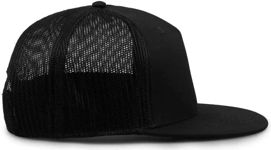 The Game GB452F Five Panel Everyday Trucker Cap - Black - Black / OSFM