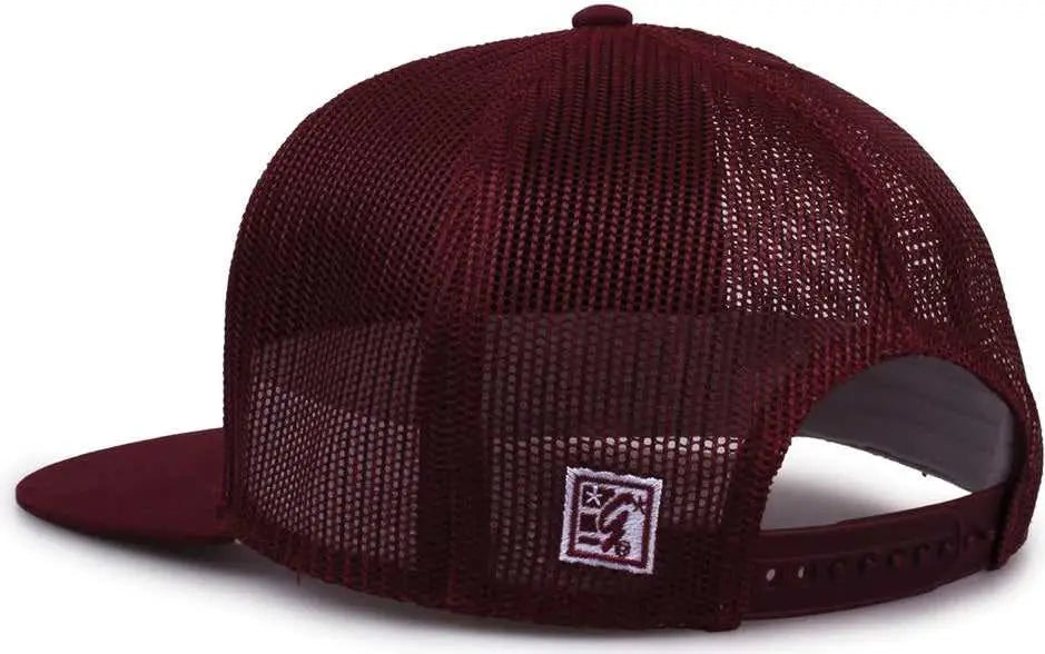 The Game GB452F Five Panel Everyday Trucker Cap - Maroon - Maroon / OSFM