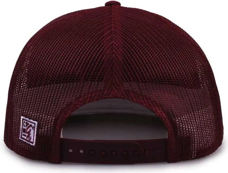 The Game GB452F Five Panel Everyday Trucker Cap - Maroon - Maroon / OSFM
