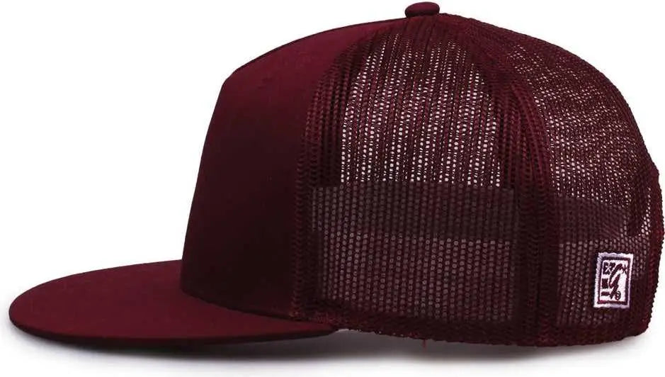 The Game GB452F Five Panel Everyday Trucker Cap - Maroon - Maroon / OSFM
