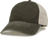 The Game GB460 Pigment Dyed Twill & Soft Trucker Cap - Army Green Sand - Olive Sand / One Size Fits Most