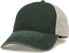 The Game GB460 Pigment Dyed Twill & Soft Trucker Cap - Bottle Green Sand - Forest Sand / One Size Fits Most