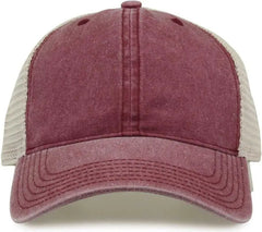 The Game GB460 Pigment Dyed Twill & Soft Trucker Cap - Dark Maroon Sand - Maroon Sand / One Size Fits Most