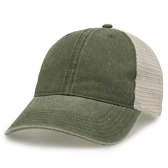 The Game GB460 Pigment Dyed Twill & Soft Trucker Cap - Light Olive Sand - Olive Sand / One Size Fits Most